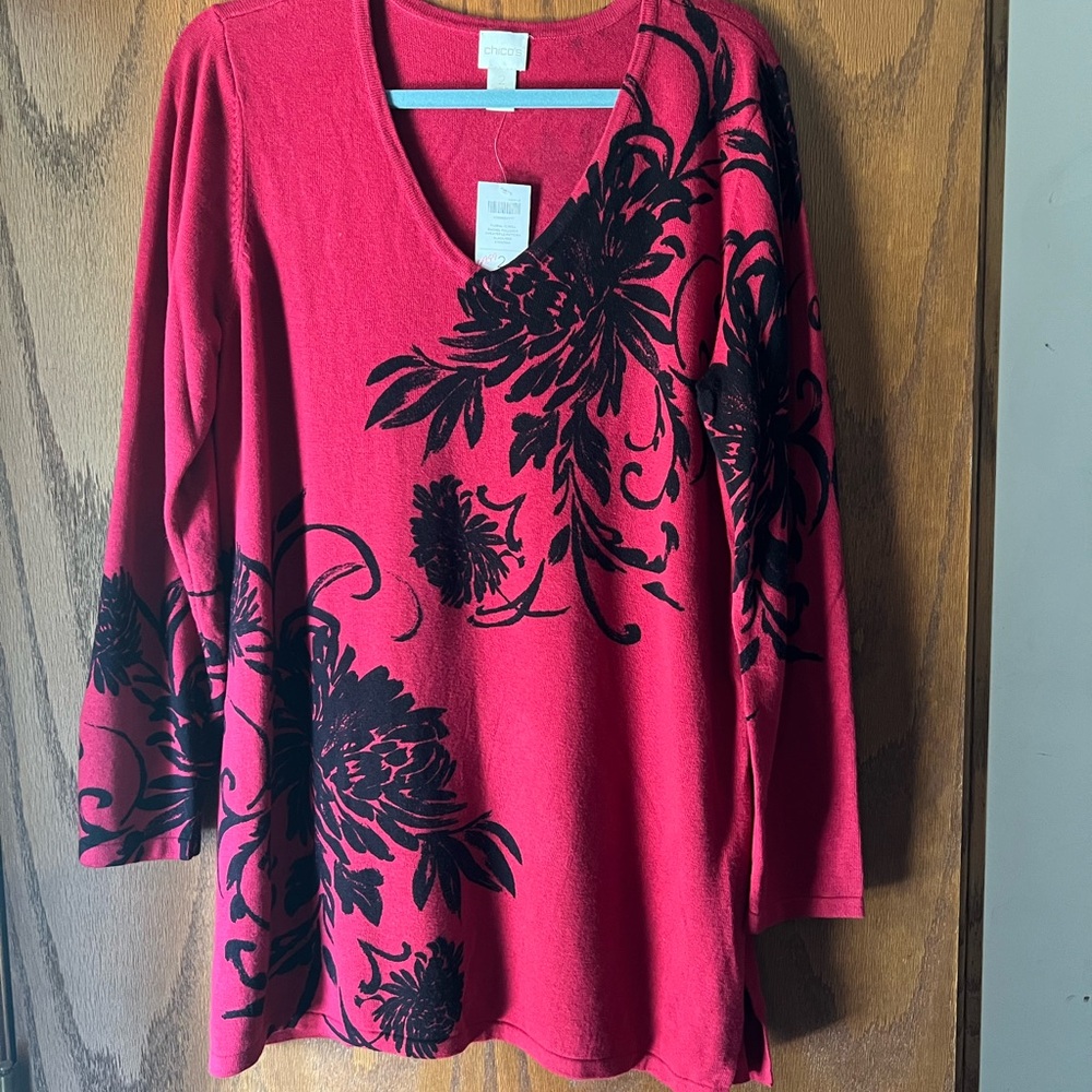 NWT red/black Chico’s sweater size 2